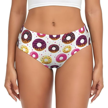 Womens Underwear - Purple Yellow Donut Print No Show Seamless Underwear for Women  Soft Stretch Womens Panties  Hipster Ladies Panties Bikini Underwear Briefs