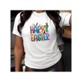 thumbnail image 1 of Camiseta deportiva de algodón de manga corta con cuello redondo y estampado de letras de Pascua para hombre y mujer. Ideal para todas las estaciones. Ideal para adultos, hombres, mujeres, adolescentes, 1 of 5