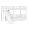 thumbnail image 5 of Harper & Bright Designs Twin Over Twin Bunk Bed with Slide and Storage Staircase, Twin Size Solid Pine Wood Bunk Bed Frame with Drawers and Guardrail, White, 5 of 12