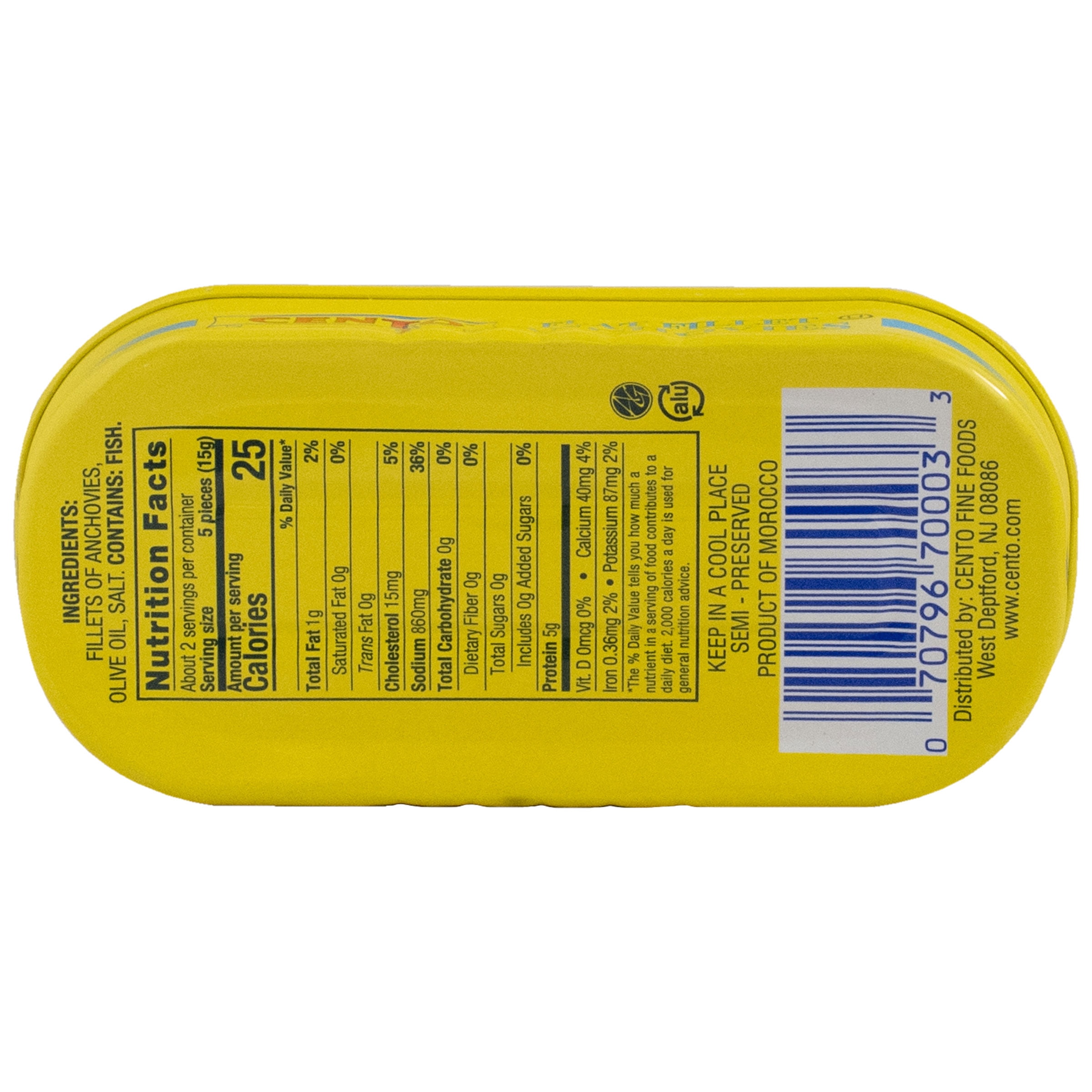 (5 pack) Cento Flat Fillet Anchovies in Olive Oil, 2 oz – Contains Fish (Anchovies)