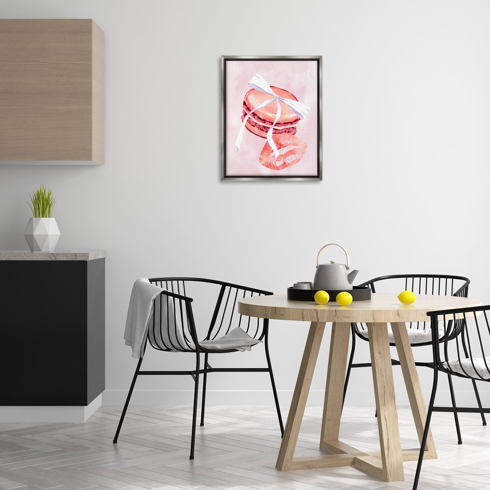 Stupell Industries Glam Macaron Dessert Food & Beverage Painting Gray Floater Framed Art Print Wall Art, 17 x 21