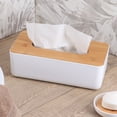 thumbnail image 3 of White Tissue Box Cover Padang with Bamboo Top - Elegant Design for Home and Office - Enhance Décor and Organization, 3 of 8