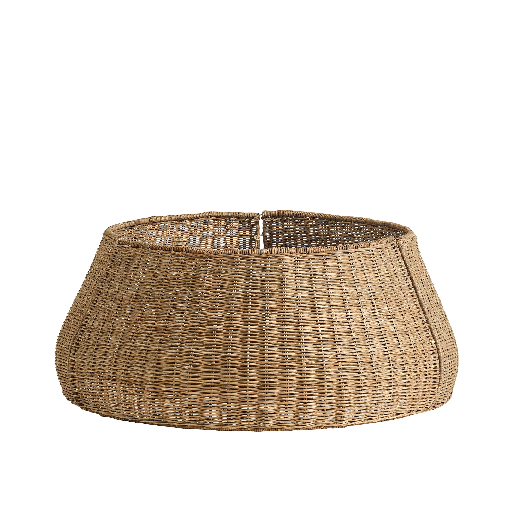 My Texas House Brown Bulbous Rattan Christmas Tree Collar, 27" x 11"