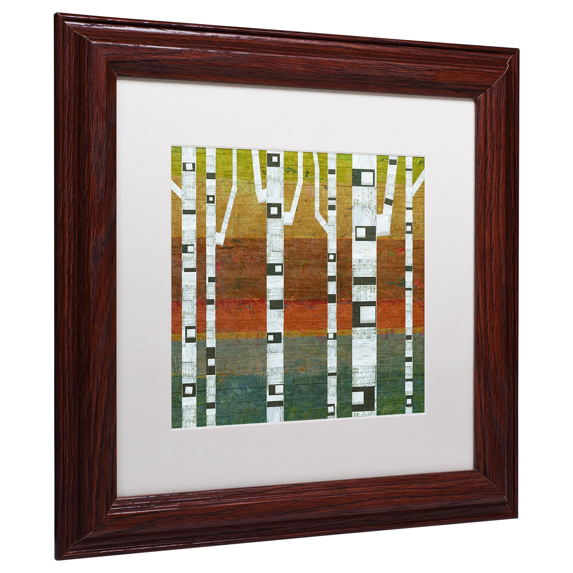 Trademark Fine Art "Birches" Canvas Art by Michelle Calkins, White Matte, Wood Frame