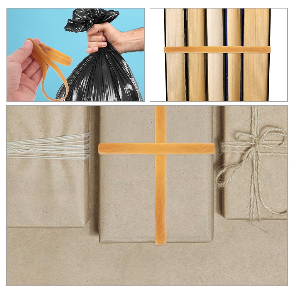 Milisten Durable Golden Rubber Bands 500g Bag, 11 Inch Length, 0.47 Inch Width, 0.08 Inch Thickness for Office and Home Use