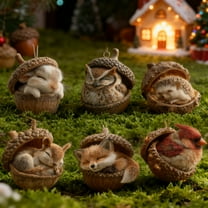Cozy Forest Christmas Woodland Creature Ornaments, 2026 New Acorn Animal Hanging Decor, 6PCS 2D Acrylic Ornaments for Home & Holiday