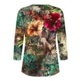 thumbnail image 5 of Jsaierl Womens 3/4 Length Sleeve Tops Casual Button Up V Neck Shirts Cute Print Ladies Blouses Work Dressy T-shirts Top S-3XL, 5 of 5