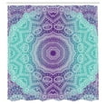 thumbnail image 4 of Purple and Turquoise Shower Curtain, Hippie Ombre Mandala Inner Peace and Meditation with Ornamental Art, Fabric Bathroom Set with Hooks, 69W X 75L Inches Long, Purple Aqua, by Ambesonne, 4 of 4