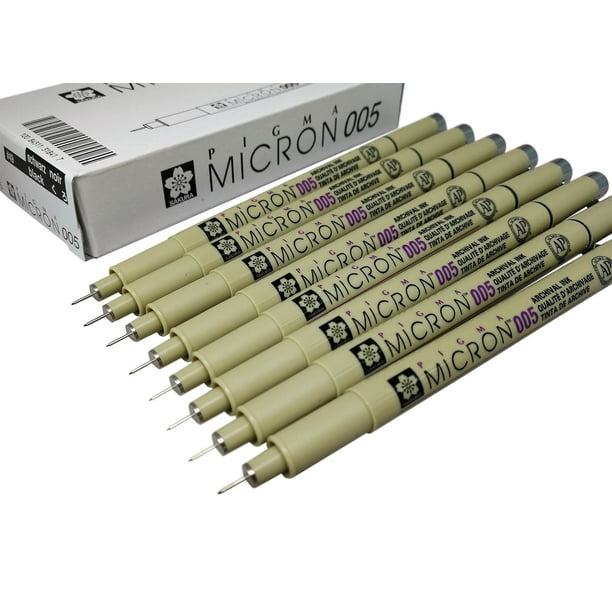 Set de bolígrafos Sakura Pigma Micron 005 de tinta negra, 8 bolígrafos