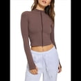 thumbnail image 1 of Chaqueta Corta de Entrenamiento para Mujer, con Cremallera , Corte Ajustado, Ligera y con Aberturas para los Pulgares. Marrón XXL, 1 of 7