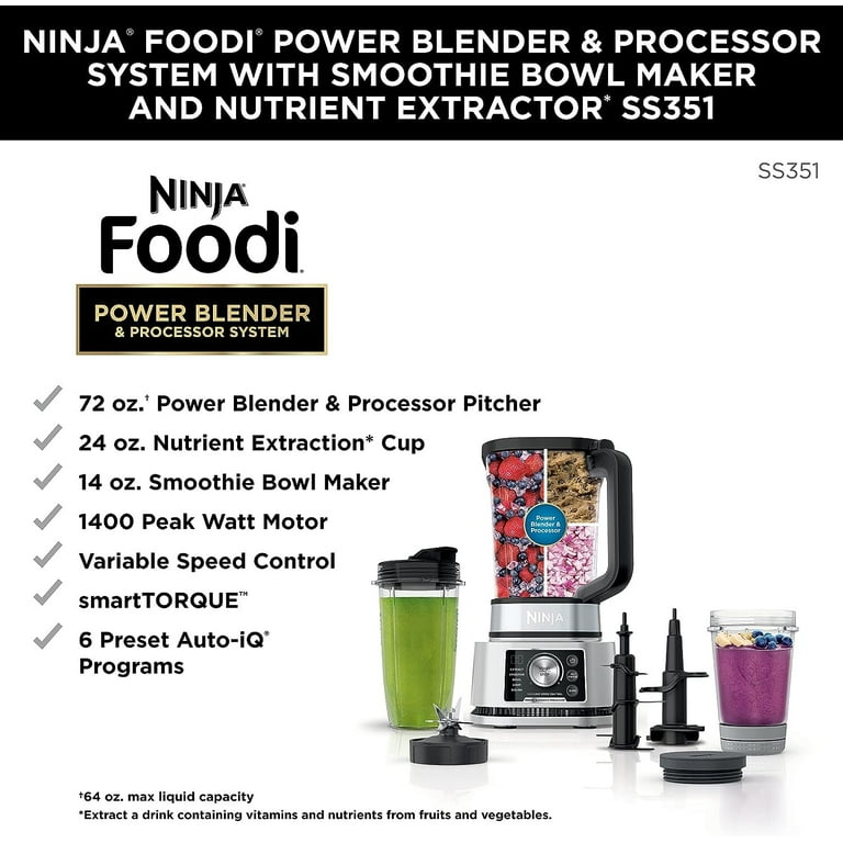 Ninja SS351 Foodi Power 4-in-1 Kitchen Prep Blender and