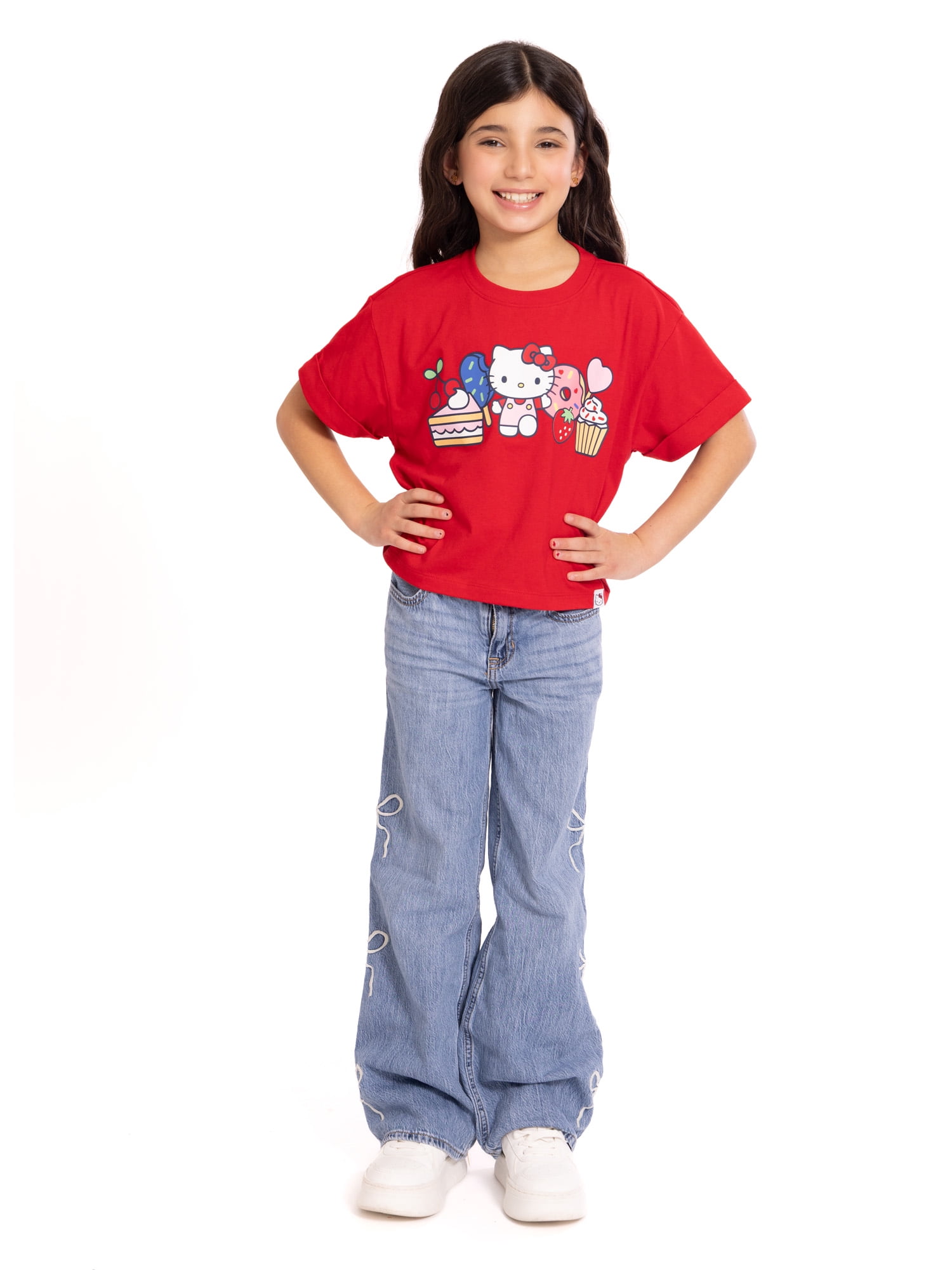 Wonder Nation x Hello Kitty Girls Graphic Tee with Short Sleeves, Sizes 4-16