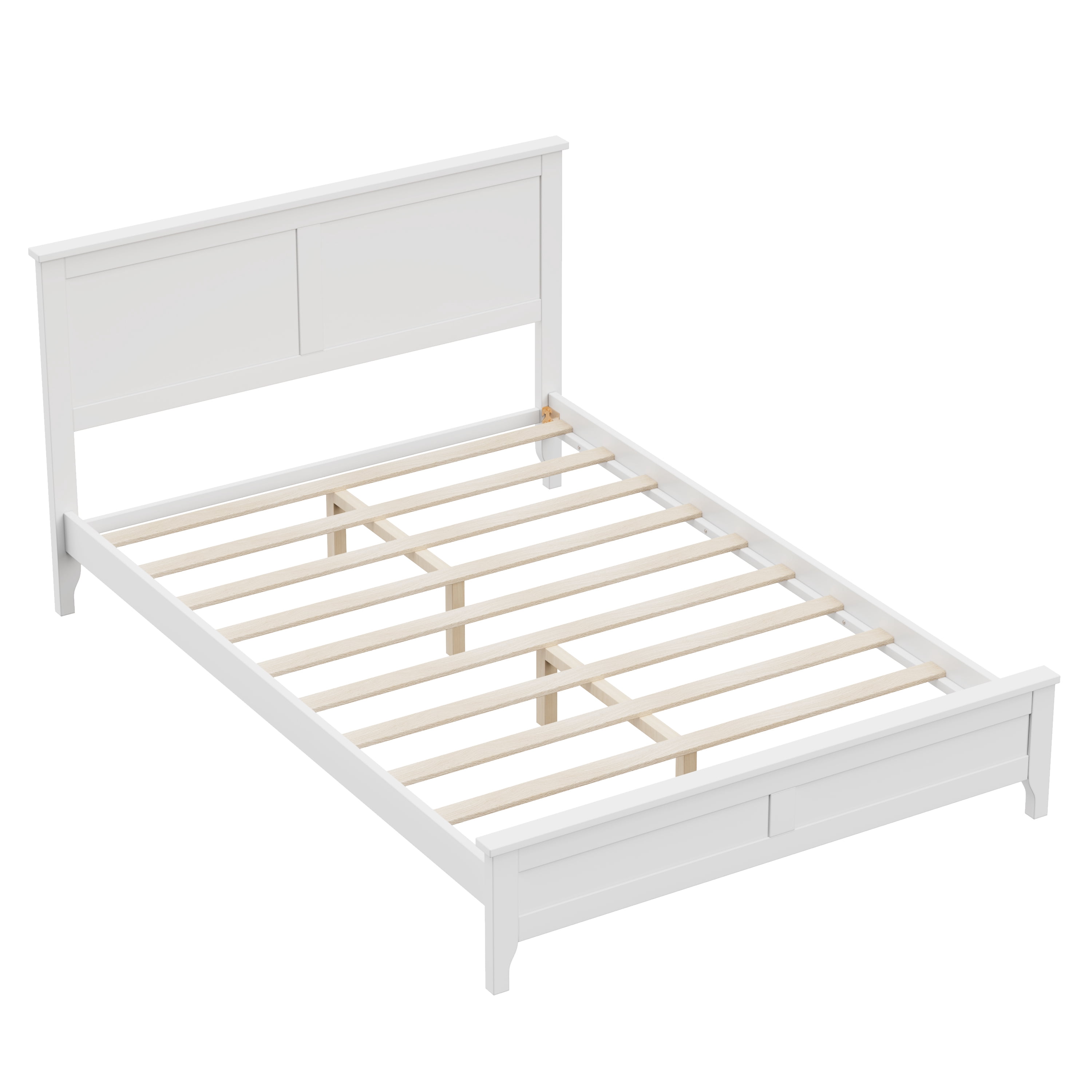 MAYEERTY Full Modern Solid Wood Platform Bed for Bedroom White