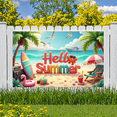 thumbnail image 2 of Inflatable Flamingo Summer Banner Beach Scene Vibrant Colors Palm Trees for Outdoor Party Vacation Decoration, 2 of 9
