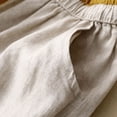 thumbnail image 5 of Busydd Women's Cotton Linen Skirt with Pockets Summer Beach Solid Color Elastic Waist Midi Skirt Comfortable Drawstring Slit Hem Long Skirts L, 5 of 9