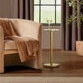 thumbnail image 6 of mDesign Metal and Glass Top Round Accent Side/End Drink Table - Soft Brass, 6 of 7