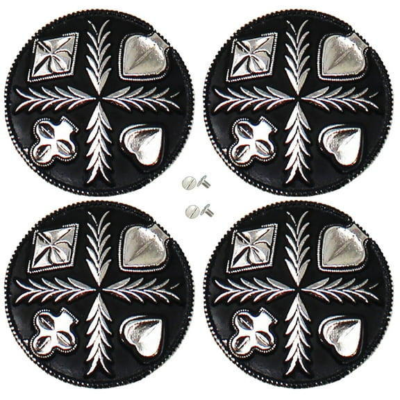 Set of 4 Screw Back Conchos Western Saddle 1-1/4" Western Poker Engraved Co586