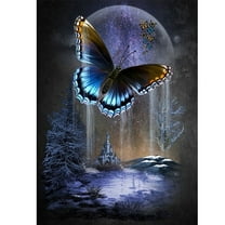 YALKIN 5D Butterfly Diamond Art Painting,Full Drill Round Diamond Gem Jewel Painting Animal Kits,for Adults Kids Beginner Home Wall Decor(12*16 Inch)