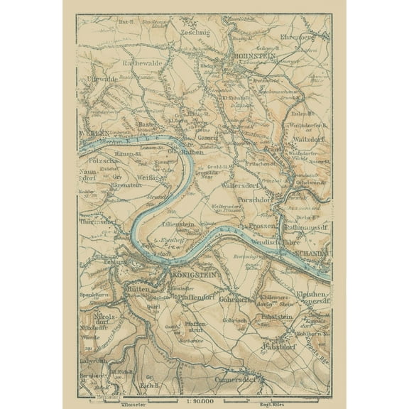 Historic Map - Germany Eastern - Baedeker 1914 - Vintage Wall Art