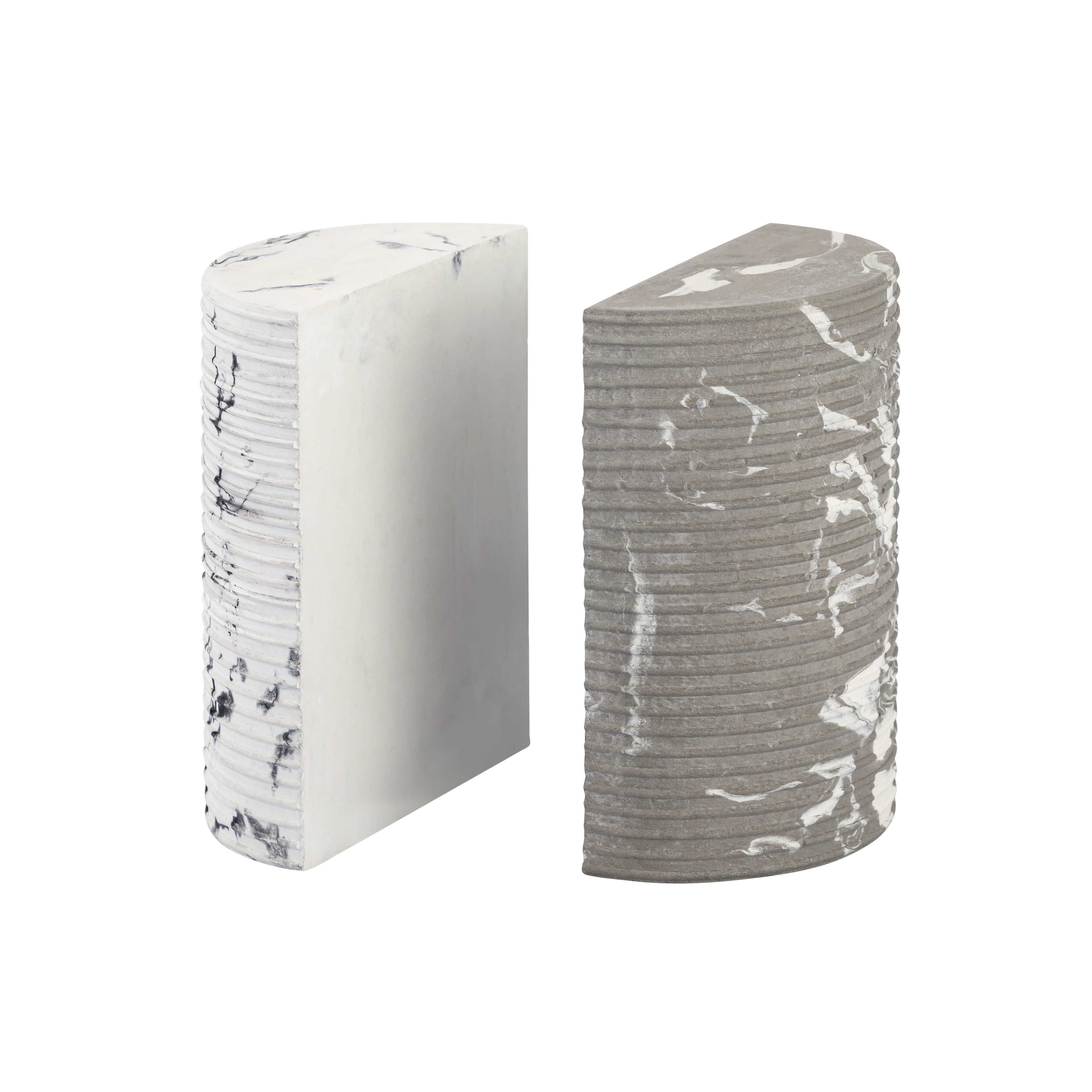 TOV Furniture Terra White and Grey Marble Concrete Bookends (Set of 2)