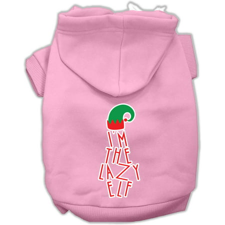 Lazy Elf Screen Print Pet Hoodie Light Pink Xs (Best Pets For Lazy People)