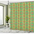 thumbnail image 4 of Ambesonne Geometric Shower Curtain, Retro Feelings Squares, 69"Wx84"L, Sea Green Orange Purple, 4 of 4