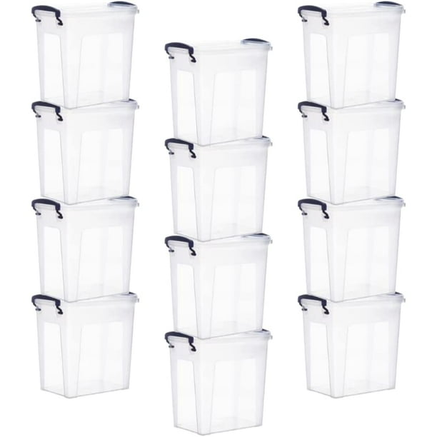Superio Clear Storage Bins with Lids, Stackable Deep Storage Boxes with