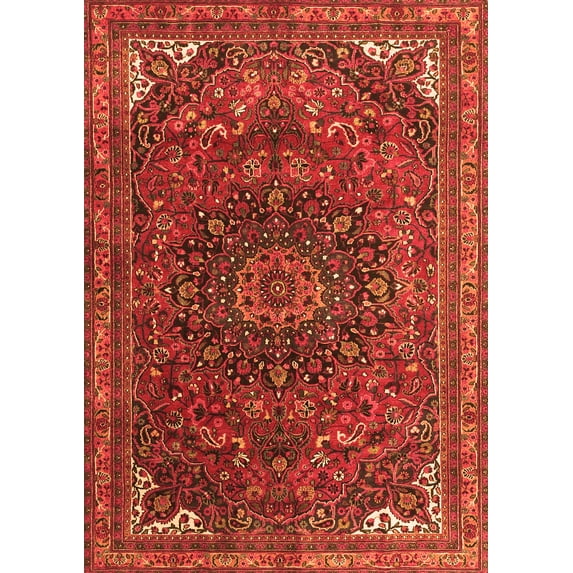 Ahgly Company Indoor Rectangle Medallion Orange Traditional Area Rugs, 5' x 8'