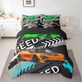thumbnail image 2 of Homewish Orange Racing Car 7-Piece Bedding Comforter Set,Abstract Gray Graffiti King Bedding Sets,Speed Competition Bed Sheets For Boys Kids,Ultra Soft Home Decor Reversible, 2 of 8