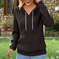 thumbnail image 2 of BiZtdJrK Waffle Knit Hoodies for Women Casual Long Sleeve Oversized Sweatshirts with Pockets Solid Color Lightweight Drawstring Pullover Black XXL, 2 of 7