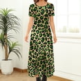 thumbnail image 3 of Robe Léopard Verte et Dorée Imprimé Fourrure Animale Style de Rue Boho Plage Longues Robes Femmes Robe Maxi Vintage Grande Taille, 3 of 5