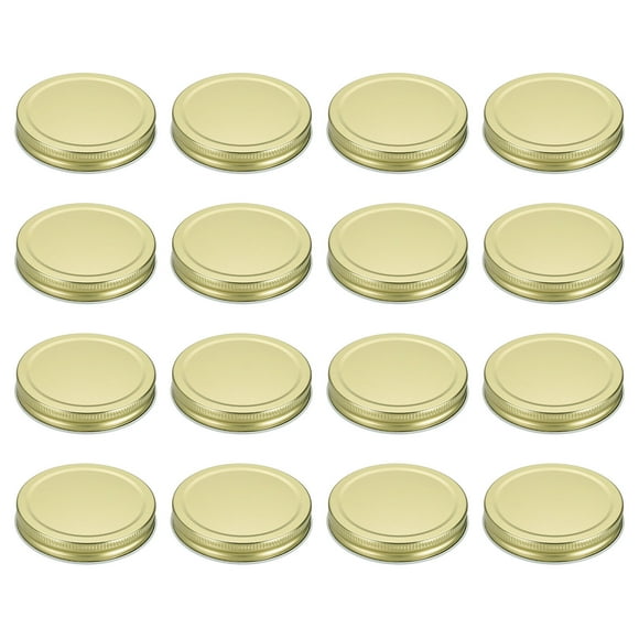 16pcs Mason Jar Lids 3.39" Tinplate Leak-proof Mason Canning Covers, Gold