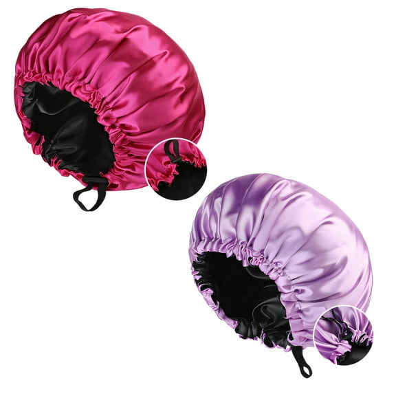 TELOLY 2Pcs Silk Bonnet for Sleeping,Fashionable and Versatile Hair Bonnet for Sleeping,Double-Sided Design Satin Bonnet,Multicolor6,OneSize