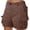 Coffee, variant on Cargo Shorts Women Bermuda Knee Length Long Hiking Shorts with Pockets Elastic Waist for Summer Casual Trendy Outfits