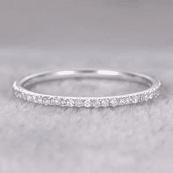 0.25 Ct Classy Semi Eternity Wedding Band With Real Moissanite Diamonds With 18K White Gold Plating, Promise Ring, Anniversary Ring
