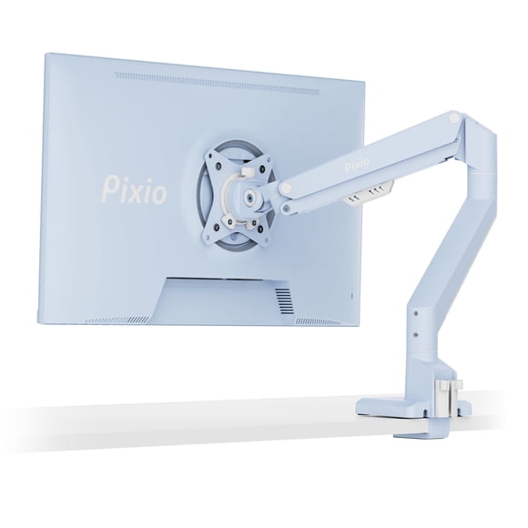 Pixio Ps1S Wave Blue Soporte De Escritorio Con Brazo Para Monitor Individual: Se Adapta A Monitores De Hasta 32 Pulgadas Y Hasta 19,8 Libras. Compatibilidad Vesa Y Gestión De Cables Integrada
