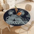 thumbnail image 4 of Nirvana-theme Fitted Round Tablecloths Elastic Edged Table Covers Waterproof Table Cloth for Kitchen Holiday Party Tables Decor 150cm, 4 of 6