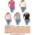 thumbnail image 4 of Frontwalk Ladies T-shirt Square Neck T Shirt Short Sleeve Summer Tops Women Casual Tunic Blouse Button Pullover Rose Red L, 4 of 4