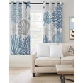 thumbnail image 2 of Blue Grey Coastal Blackout Curtains for Bedroom Living Room Darkening Curtains 54 Inch Long Summer Beach Coral Shell Starfish Short Curtain for Small Window Treatment Grommet Drapes 52"x54"x2, 2 of 9