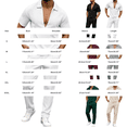 thumbnail image 4 of 2 Piece Waffle Textured Matching Suit for Men Deep V Lapel Polo Shirt Drawstring Waist Straight Leg Pants Wrinkle Resistant Casual Outfit for Weekend Resort Travel Wine S, 4 of 6