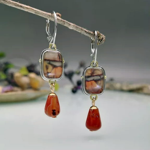 EOEMY 925 Silver Fashion Dangle Drop Earrings Hook Women Turquoise Jewelry Ear Gifts-#7