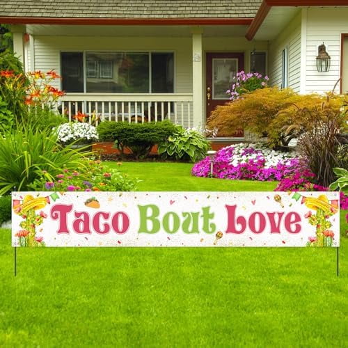 Taco Bout Love Banner, Mexican Fiesta Theme Engagement, Bridal Shower, Wedding Party Decoration, 9.8 x 1.6 Ft$$Electronics Accessories