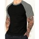 thumbnail image 2 of Camisetas Mens Moda Empalme Manga Corta Cuello Redondo Blusa Superior, Poliéster Ligero para el Uso Diario Y de Primavera Casual, 2 of 9