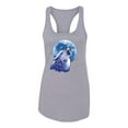 thumbnail image 2 of Wolf Howling at the Moon | Womens Animal Lover Jersey Racerback Tank Top, Heather Grey, Large, 2 of 3