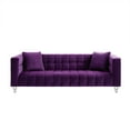 thumbnail image 4 of Inspired Home Grant Purple Velvet Sofa - Biscuit Tufted | Lucite Leg | Sinuous Springs, 4 of 11