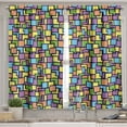 thumbnail image 2 of Ambesonne Geometric Valance & Curtain, Retro Shapes Pattern, 55"x45", Multicolor, 2 of 6
