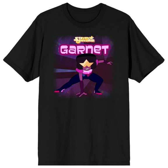 Steven Universe Garnet Strike Pose Crew Neck Short Sleeve Black Adult T-shirt-Medium