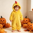 thumbnail image 3 of Krdevn Chicken Plush Hooded Onesie Full Zip Animal Long Sleeve Jumpsuit for Kids Party Outfit Yellow,3-6 Months, 3 of 9