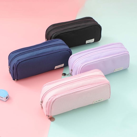 Hyknon Pencil Pouch Bag, Multi-Layer Large Capacity Pencil Cases with Elastic Pen Slots & Multi Pockets, Portable Multi-Compartment Pen Bag, Durable Stationery Organizer Box for Daily Campus Office B