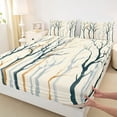 thumbnail image 3 of Homewish Vintage Branches Plant Twin Sheet Sets, Chic Stripes Abstract Twin Fitted Sheet, Rustic Farmhouse Flat Sheet, Luxury Bedroom Decor, 3 Pieces, 3 of 7
